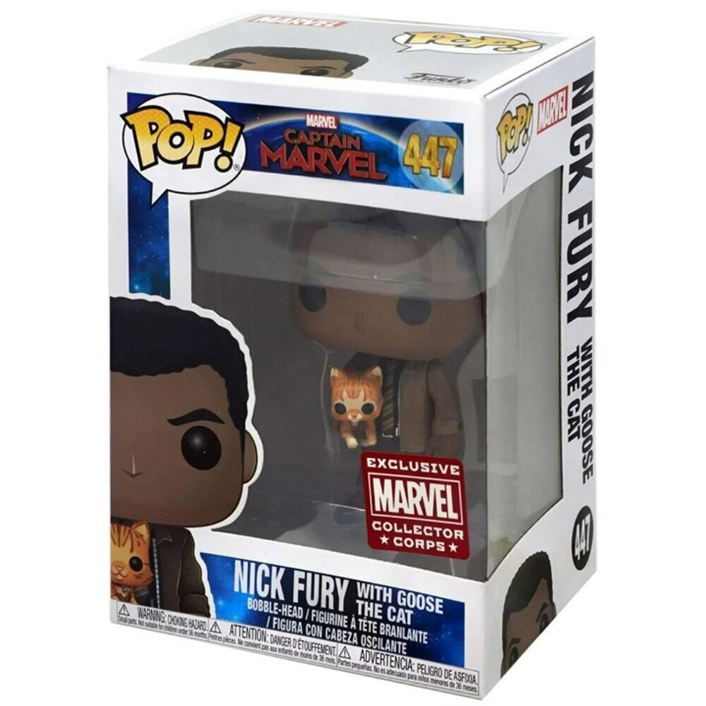 Funko POP! Marvel – Nick Fury with Goose the Cat #447 – Captain Marvel Vinyl